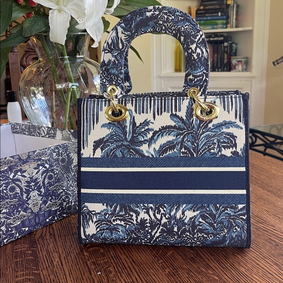 Dior White Blue and Gray Lady-D Canvas Bag - Picture 4 of 17